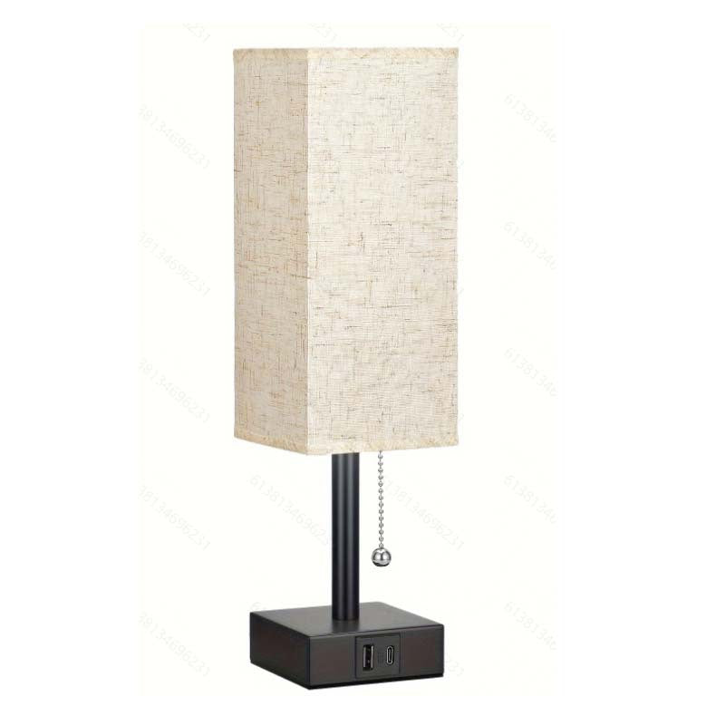 Lámpara de Escritorio de Lino 90° con Interruptor de Cremallera, 3 Temperaturas de Luz Ajustables, Carga USB A+C