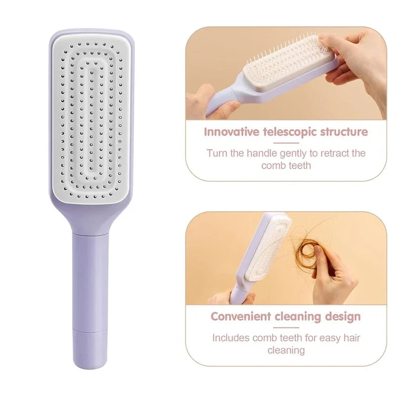 Cepillo Automático de Limpieza y Masaje – Antiestático con Cabezal Giratorio y Retráctil
