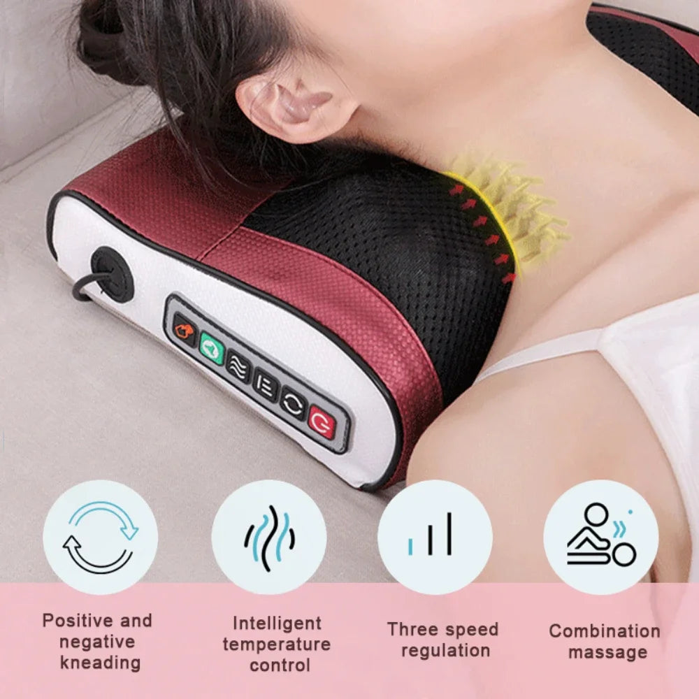 Almohada de Masaje Inteligente 4 en 1 – Cuello, Espalda, Cintura y Piernas | Con Calor, Control de Temperatura y Espuma Viscoelástica