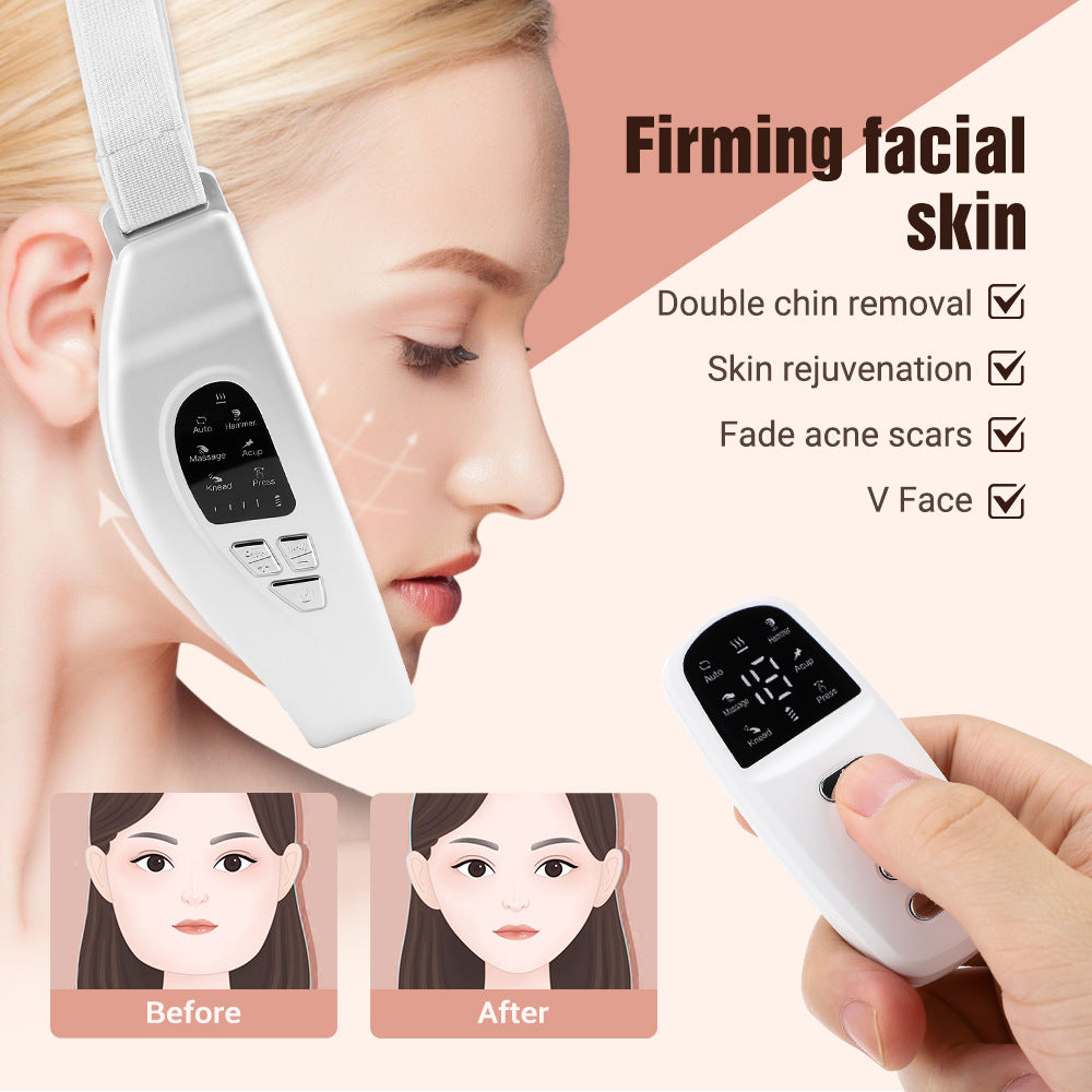 Dispositivo Facial Reafirmante EMS con Luz de Color | Masaje Facial y Compresa Caliente para V-Shape