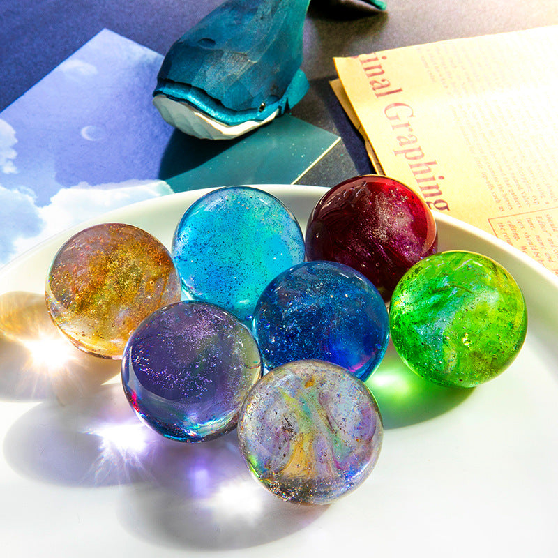 Esferas de Cristal Brillantes – Decoración de Escritorio con Cuentas de Vidrio Coloridas y Luz Nocturna