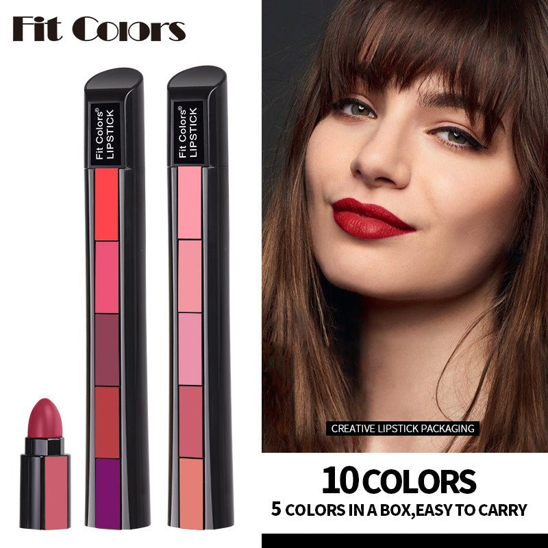 Set de 5 Labiales Matte Velvet – Impermeables, Duraderos y de Colores Vibrantes