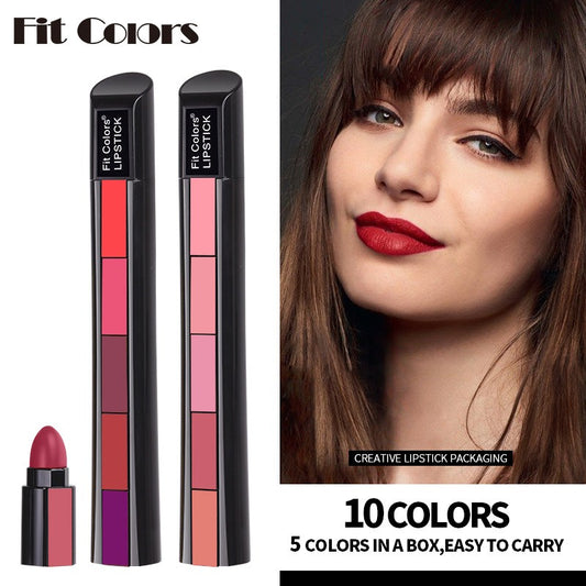 Set de 5 Labiales Matte Velvet – Impermeables, Duraderos y de Colores Vibrantes