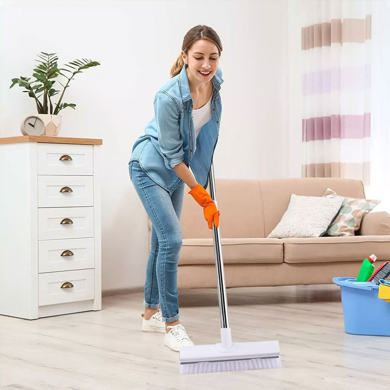 Cepillo de Piso 2-en-1 con Mango Ajustable Largo. Multifuncional para Baño y Cocina