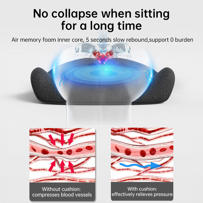 Memory Foam Orthopedic Cushion – Relief for Coccyx, Sciatica, and Back Pain | Non-Slip for Office and Car