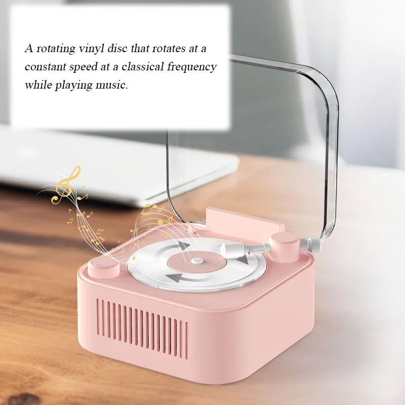 Retro Vinyl Record Bluetooth Speaker – Mini Atomic Style Turntable with HiFi Sound and Long Battery Life