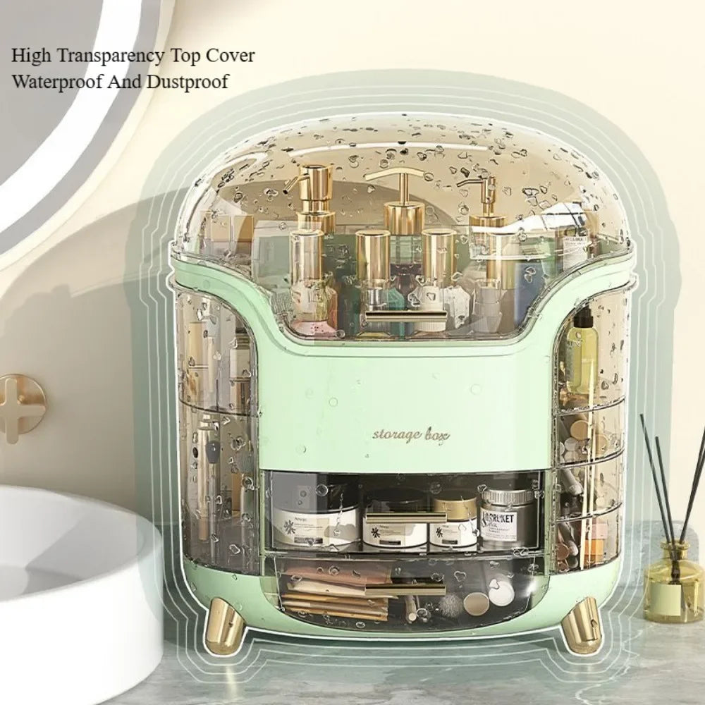 Multifunctional Makeup Storage Box with Transparent Drawers, Dustproof and Large Capacity
