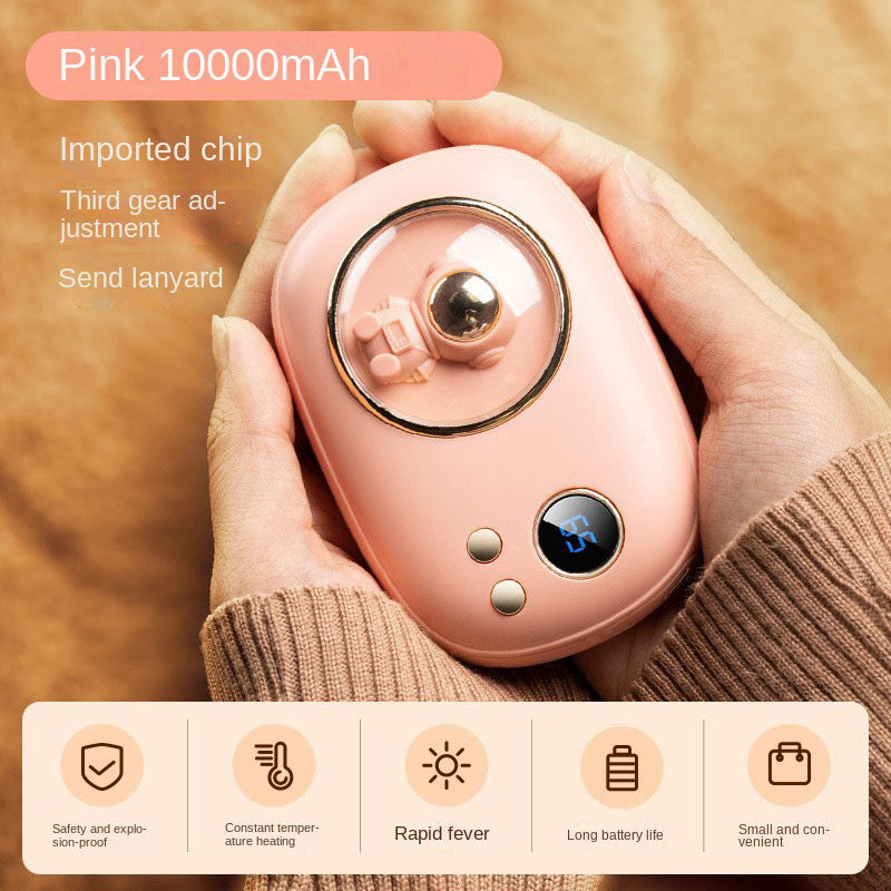 Mini Calienta Manos 2 en 1 con Pantalla de Números Espaciales | Calienta Manos y Cargador USB Compacto