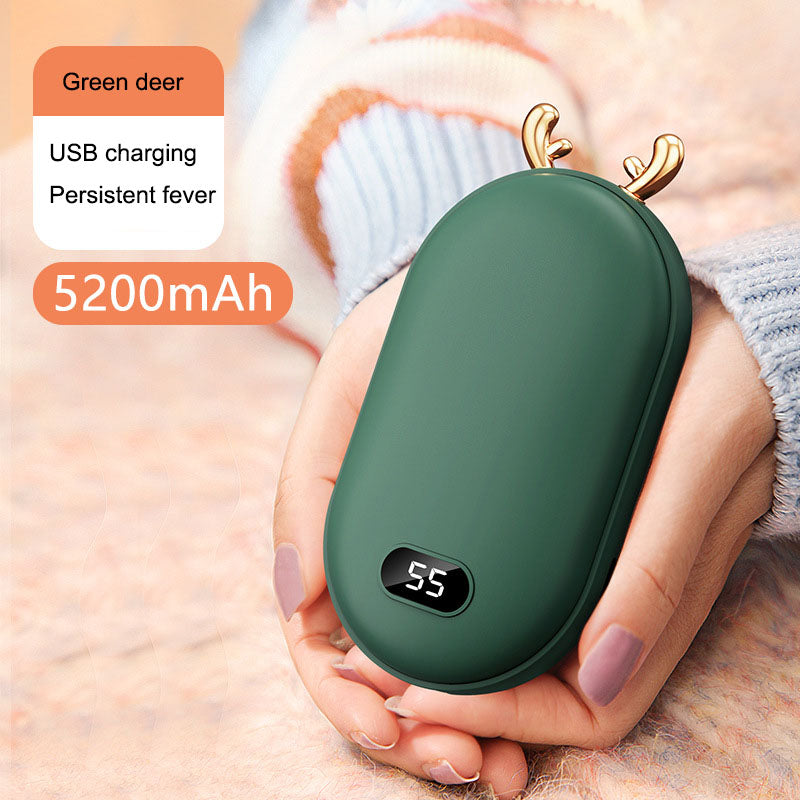 Mini Calienta Manos 2 en 1 con Pantalla de Números Espaciales | Calienta Manos y Cargador USB Compacto