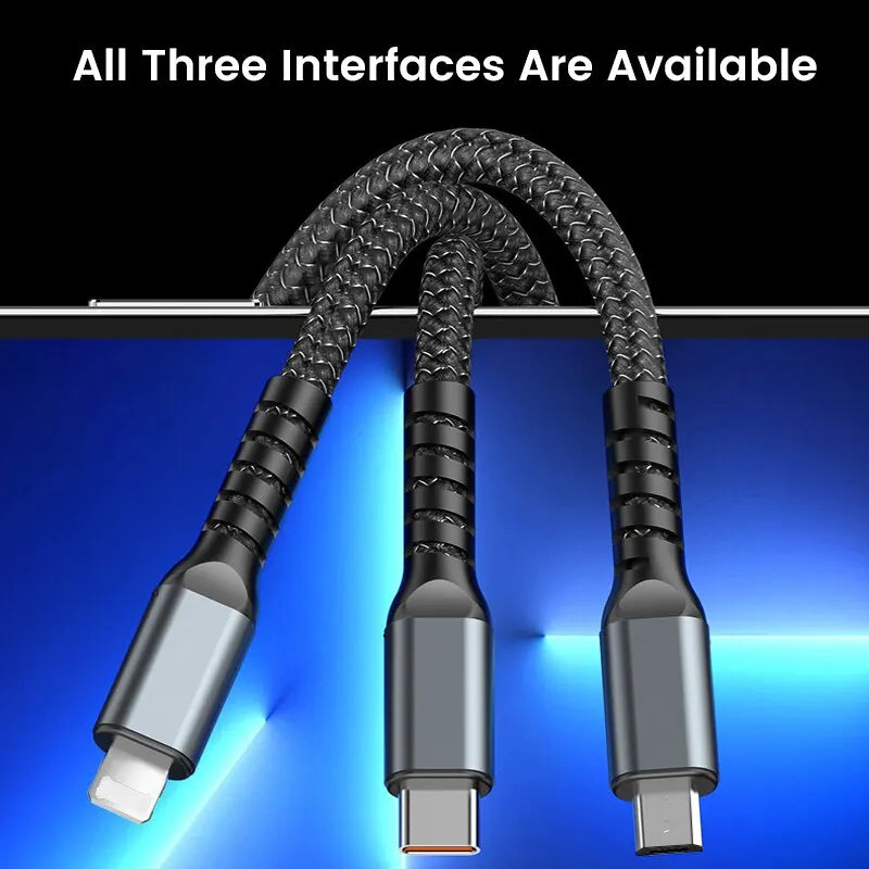 Cable 3 en 1 USB 100W para carga rápida y transferencia de datos, Mini USB, Tipo C, Micro, compatible con iPhone, Android, Xiaomi, Huawei, Oppo