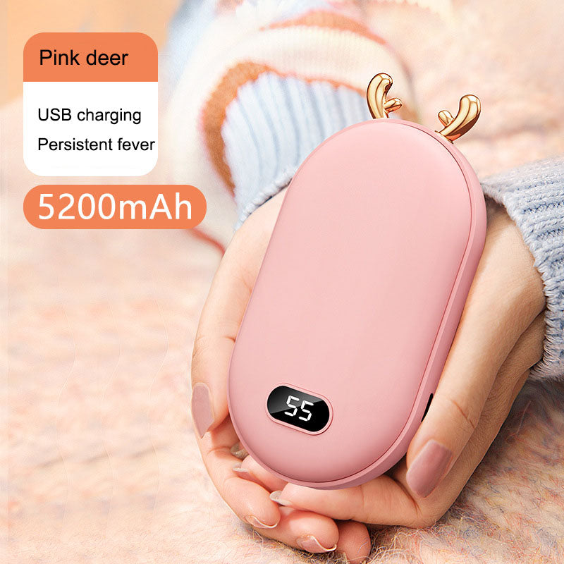 Mini Calienta Manos 2 en 1 con Pantalla de Números Espaciales | Calienta Manos y Cargador USB Compacto