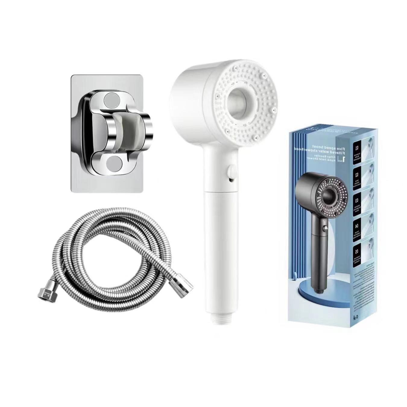 Handheld Shower with 5 Pressure Levels and Large Water Output | High Pressure Shower Head with 5-Stage Filter