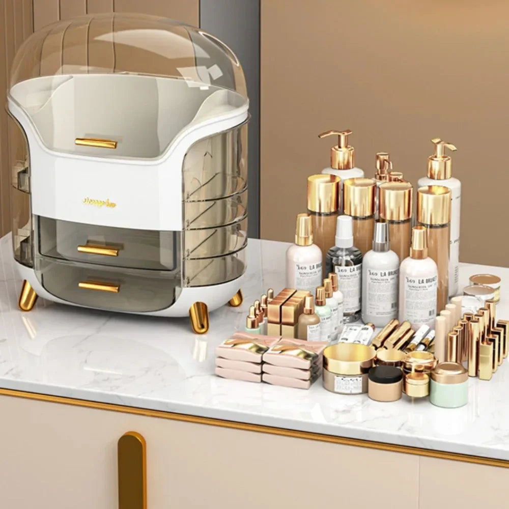 Multifunctional Makeup Storage Box with Transparent Drawers, Dustproof and Large Capacity