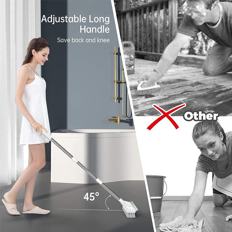 2-in-1 Floor Brush with Adjustable Long Handle. Multifunctional for Bathroom and Kitchen