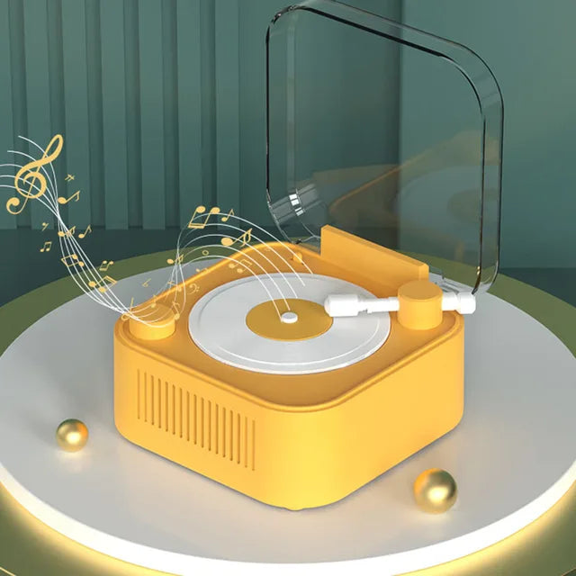Retro Vinyl Record Bluetooth Speaker – Mini Atomic Style Turntable with HiFi Sound and Long Battery Life