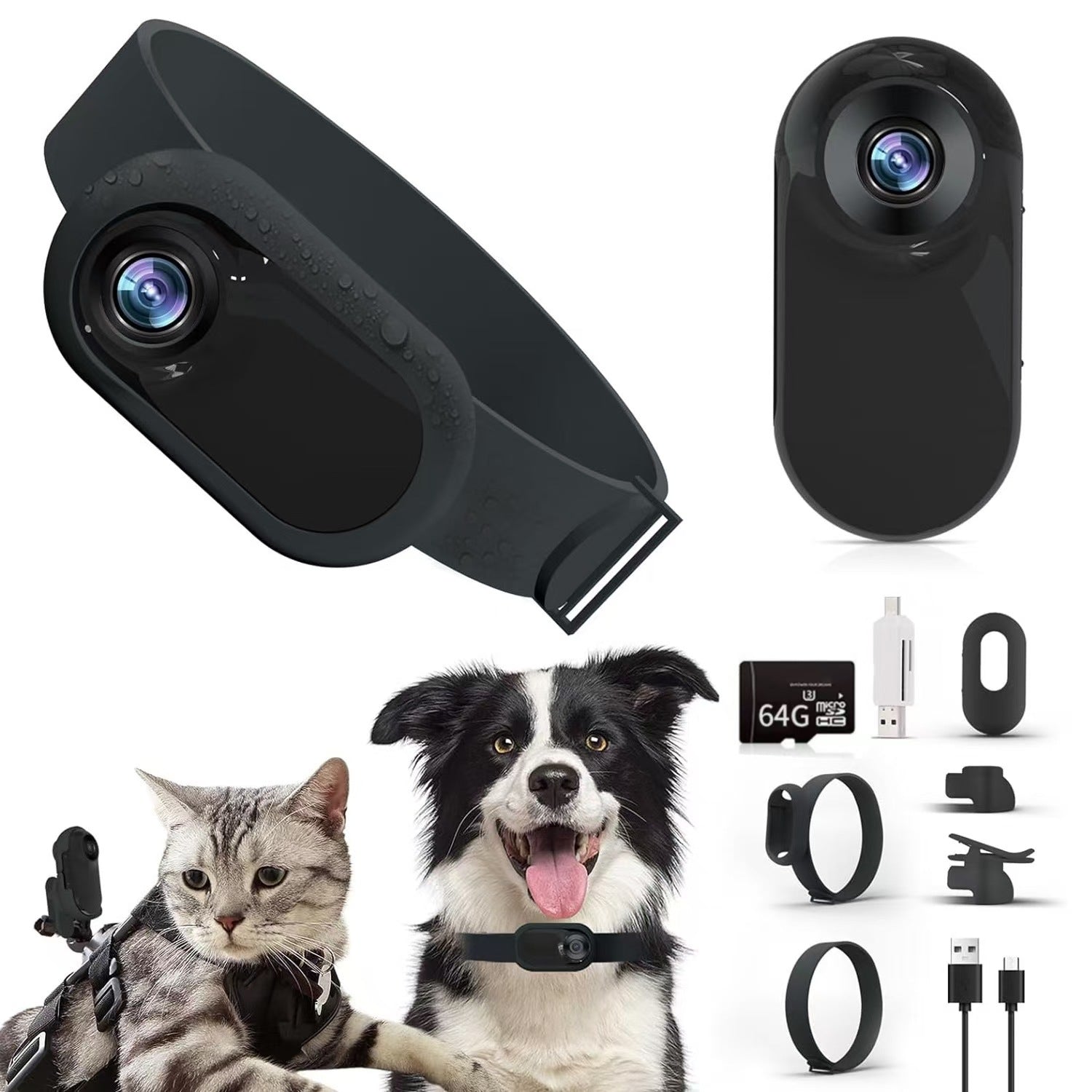 Magnetic Collar Clip-On Sports Camera - HD Action Camera for Pets, Cycling, and Outdoor Activities