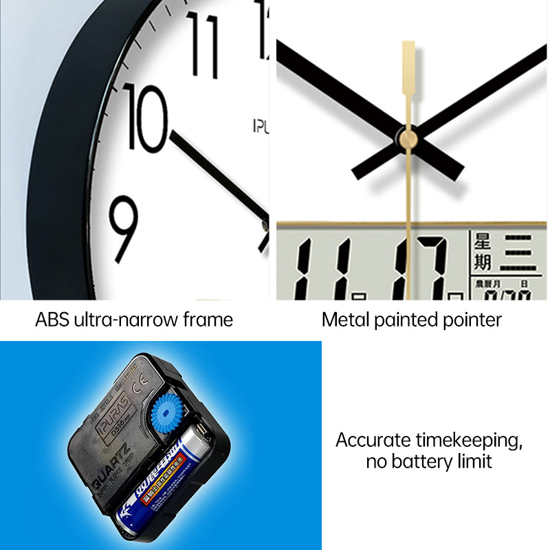 Reloj Calendario de Pared 2025 – Control de Clima, Movimiento de Cuarzo Silencioso)