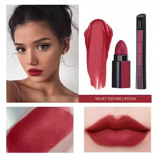 Set de 5 Labiales Matte Velvet – Impermeables, Duraderos y de Colores Vibrantes