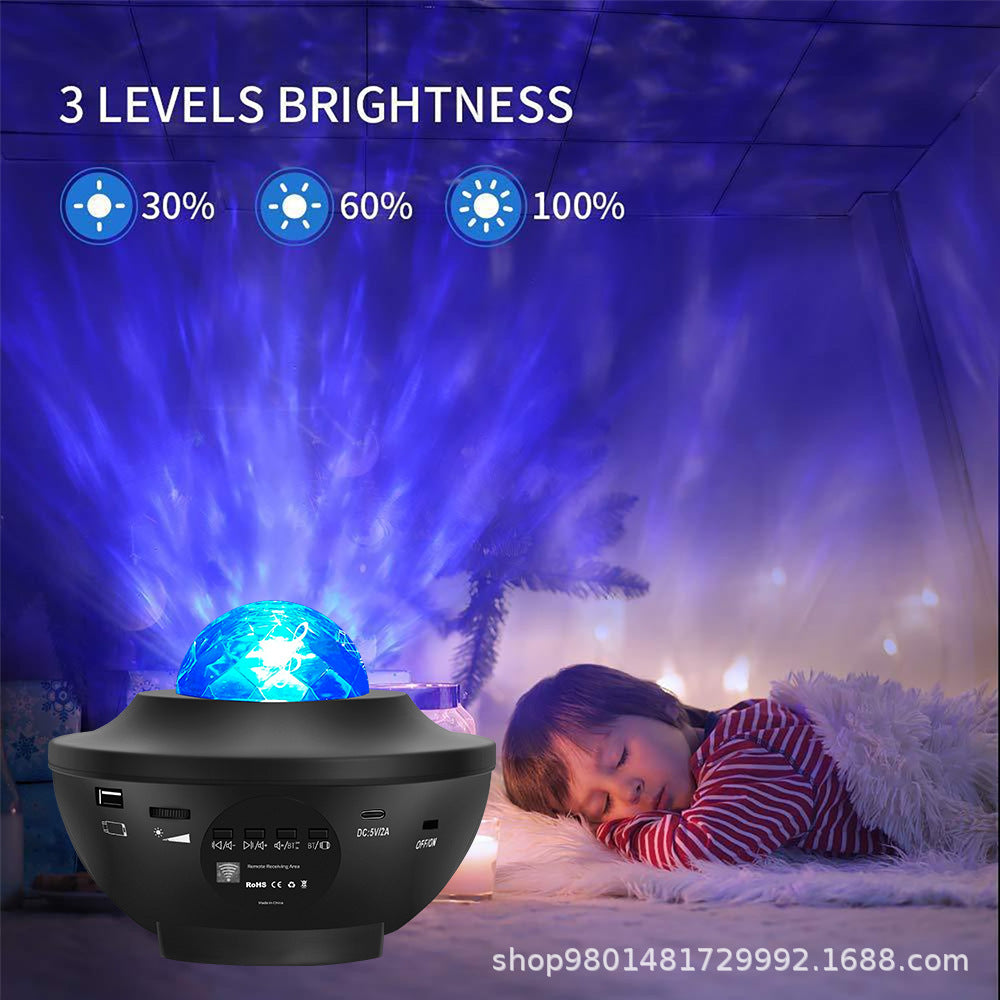 Lámpara Proyector Estrellado con Bluetooth y Control Remoto | Luz Giratoria de Cielo Estrellado y Ondas de Agua