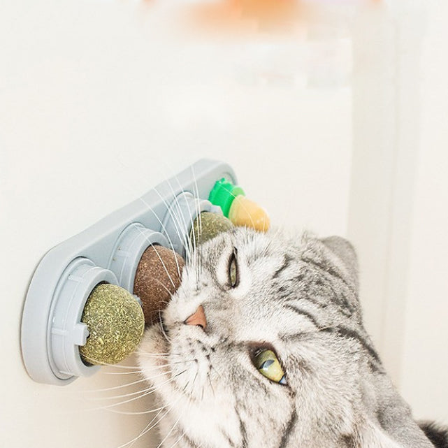 🐱 Juguete para Gatos – Bola de Menta para Gatos, Juguete Giratorio con Golosinas en Forma de Piruleta, Diversión Auténtica para tu Mascota