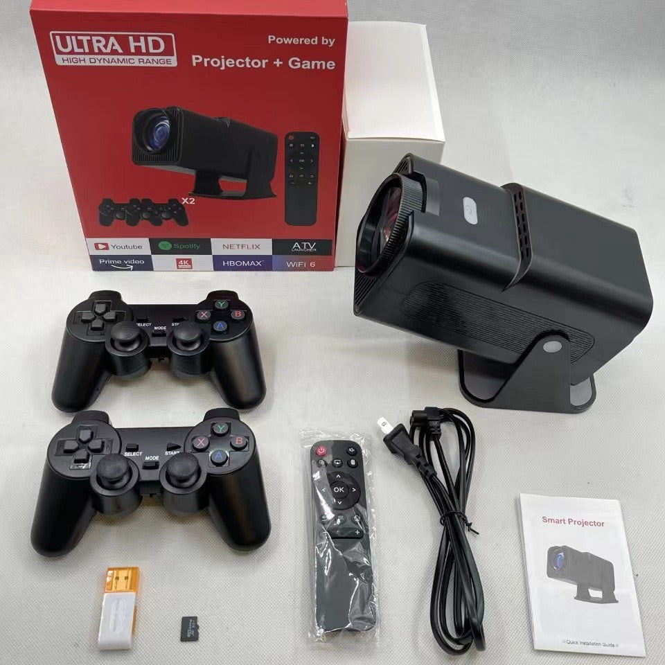 Proyector Android 4K Full HD 1080P 180 Grados MP3 Juegos 32GB F600 Proyector Portátil Inalámbrico para Exteriores