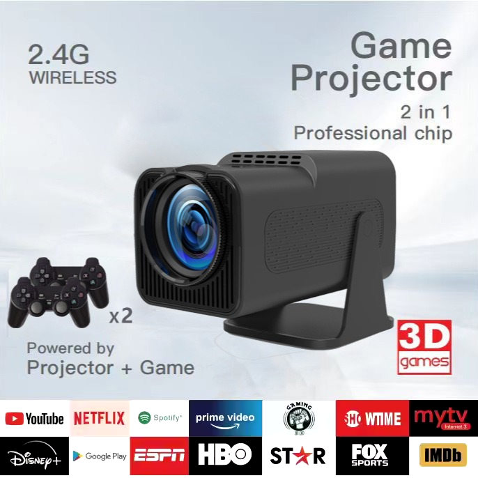 Proyector Android 4K Full HD 1080P 180 Grados MP3 Juegos 32GB F600 Proyector Portátil Inalámbrico para Exteriores