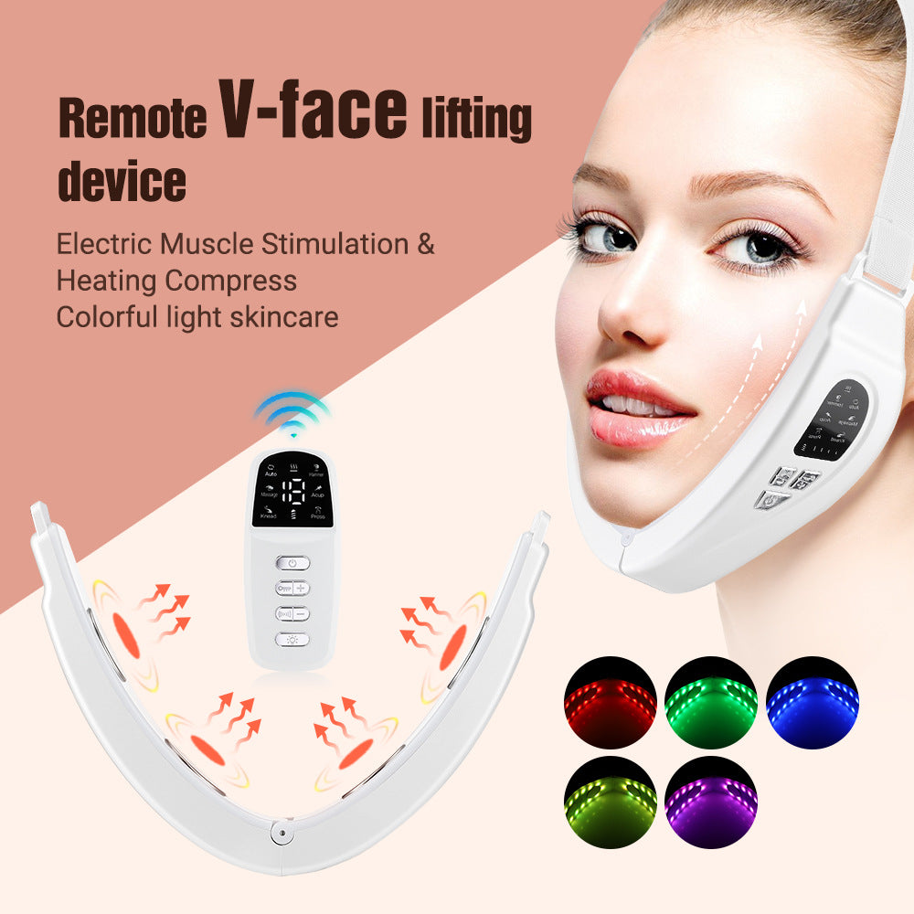 EMS Facial Firming Device with Color Light | Facial Massage and Hot Compress for V-Shape