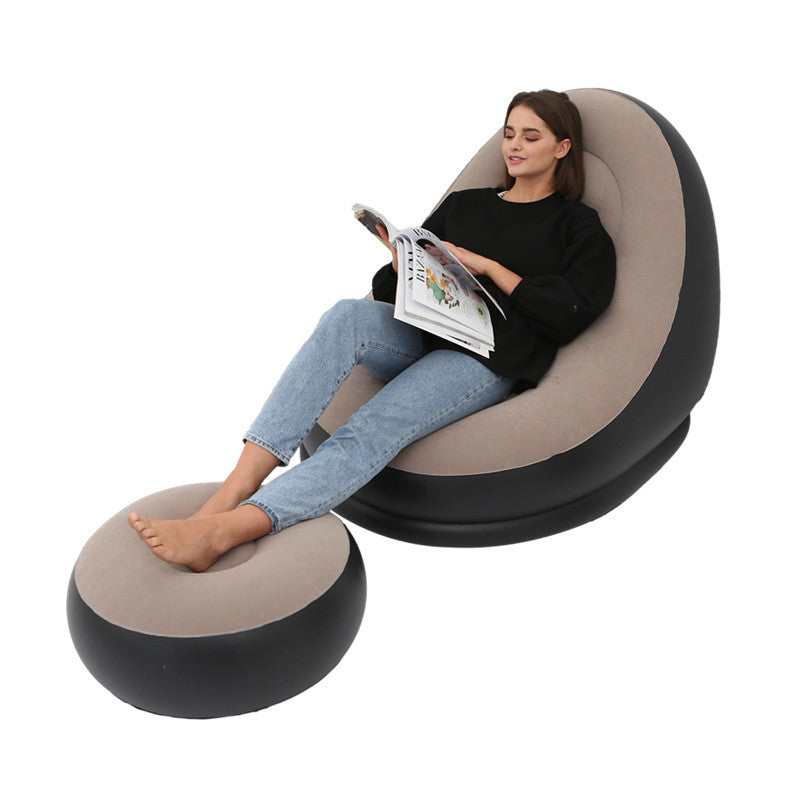 Sofá Inflable con Taburete para Piernas – Silla de Descanso Portátil para Hogar y Exterior