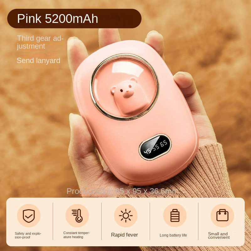 Mini Calienta Manos 2 en 1 con Pantalla de Números Espaciales | Calienta Manos y Cargador USB Compacto