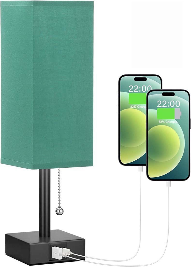 Lámpara de Escritorio de Lino 90° con Interruptor de Cremallera, 3 Temperaturas de Luz Ajustables, Carga USB A+C