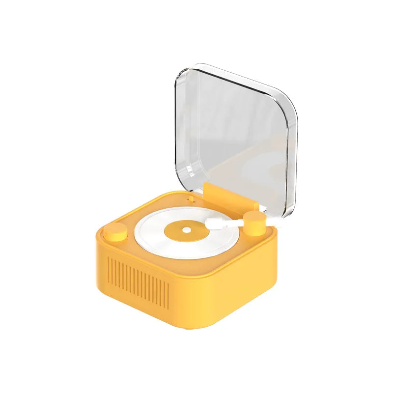 Altavoz Retro de Vinilo Bluetooth – Mini Tocadiscos Estilo Atómico con Sonido HiFi y Larga Duración de Batería