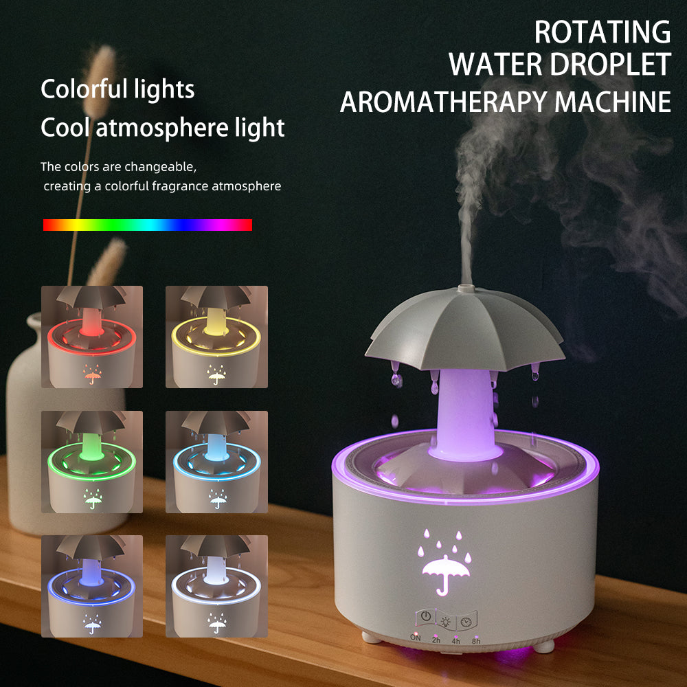 Humidificador de gotas de agua con luz arcoíris y control remoto, humidificador de escritorio de niebla pesada para aromaterapia y hogar