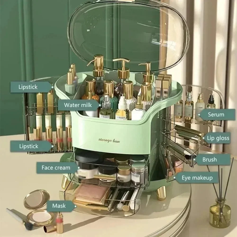 Multifunctional Makeup Storage Box with Transparent Drawers, Dustproof and Large Capacity