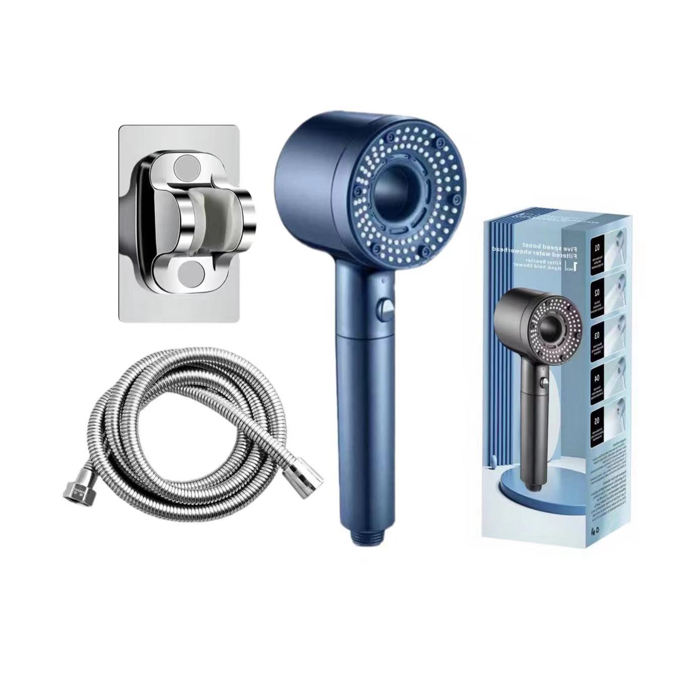 Handheld Shower with 5 Pressure Levels and Large Water Output | High Pressure Shower Head with 5-Stage Filter