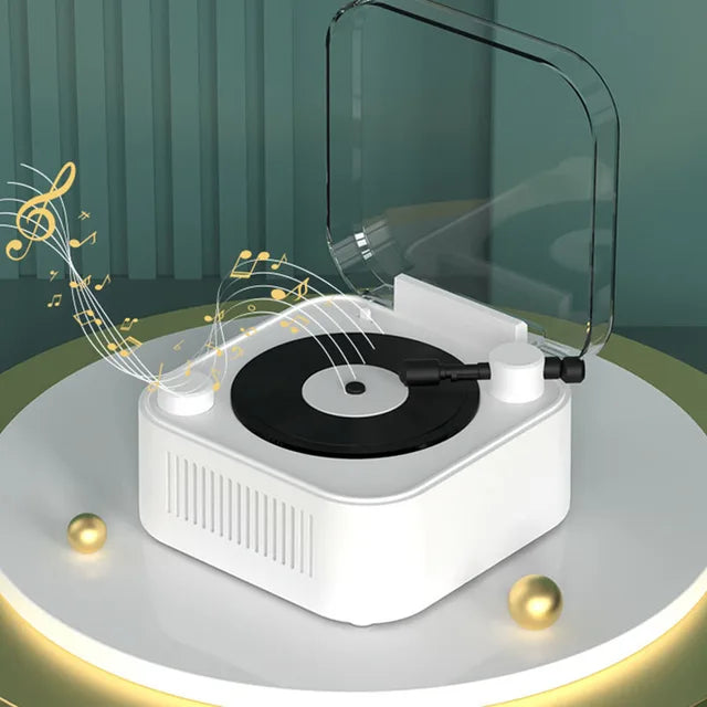 Retro Vinyl Record Bluetooth Speaker – Mini Atomic Style Turntable with HiFi Sound and Long Battery Life