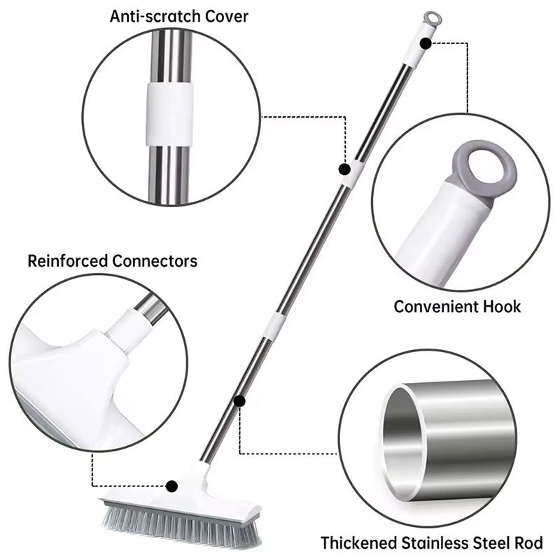 2-in-1 Floor Brush with Adjustable Long Handle. Multifunctional for Bathroom and Kitchen