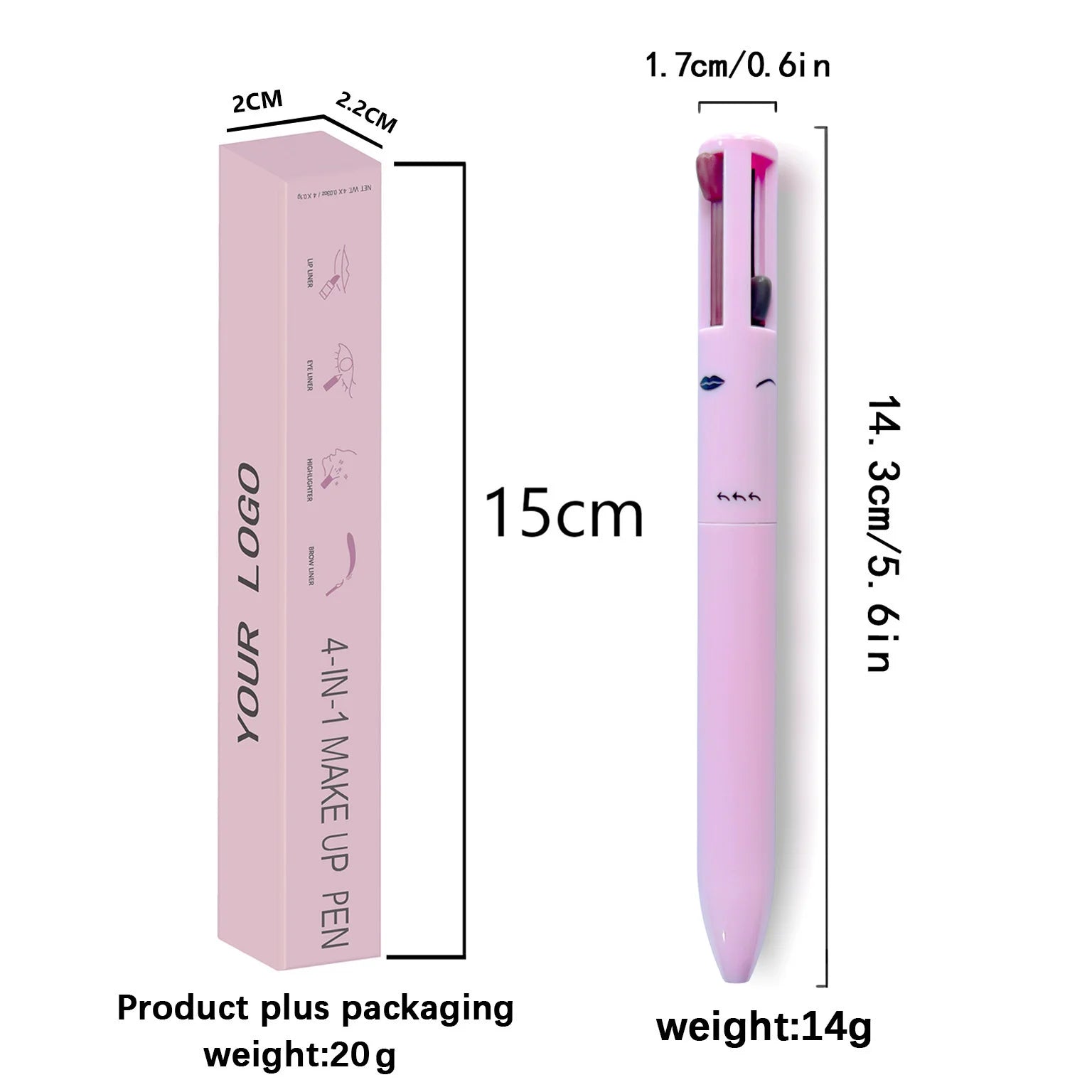 Set Profesional 4 en 1 de Lápices Multifuncionales – Delineador de Labios, Ojos y Cejas (4 Tonos Elegantes)