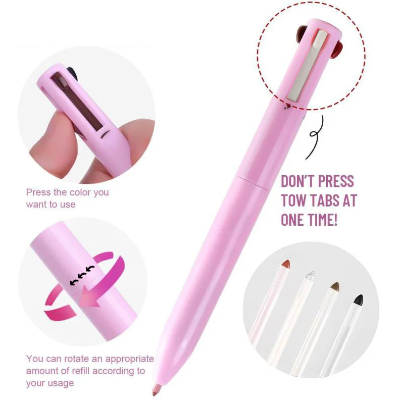 Set Profesional 4 en 1 de Lápices Multifuncionales – Delineador de Labios, Ojos y Cejas (4 Tonos Elegantes)