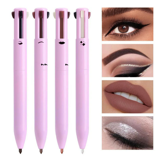 Set Profesional 4 en 1 de Lápices Multifuncionales – Delineador de Labios, Ojos y Cejas (4 Tonos Elegantes)