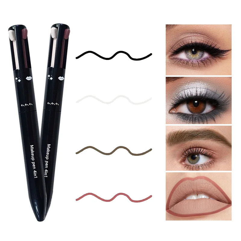 Set Profesional 4 en 1 de Lápices Multifuncionales – Delineador de Labios, Ojos y Cejas (4 Tonos Elegantes)